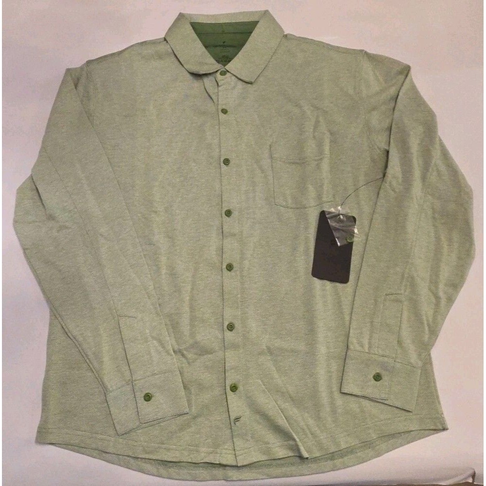 NWT Fabletics Dash Button Up Shirt Mens XL Green Stretch Performance Golf Work